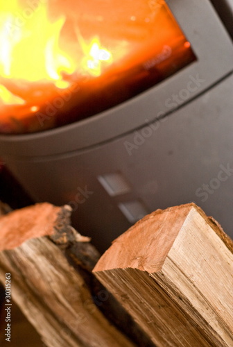 fireplace with wood