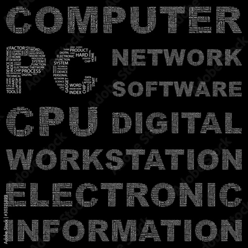 COMPUTER. Vector illustration with association terms.