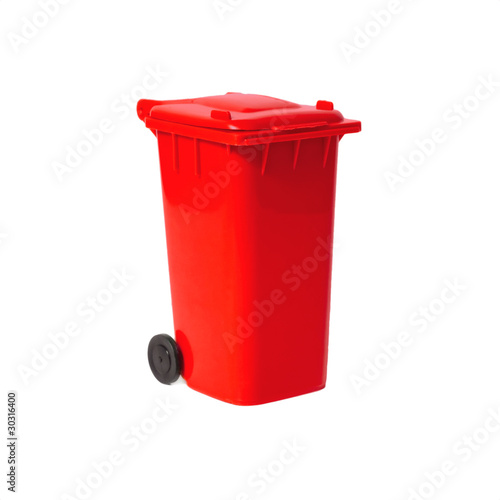 red empty recycling bin