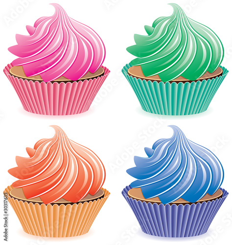 vector set of colorful cupcakes