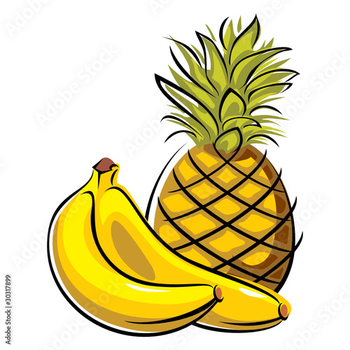 pineapple and bananas