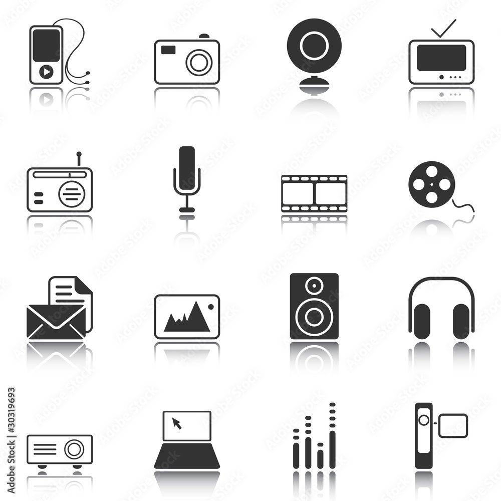 Mass Media icons - white series Mass Media icons - white series
