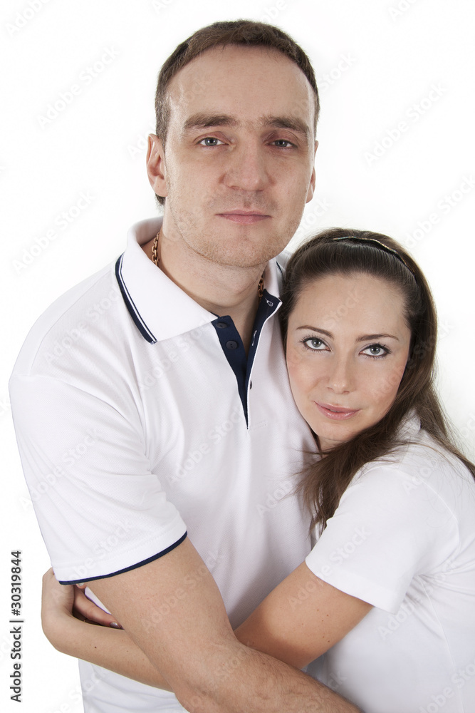Man and woman on white isolation Man and woman on white isolation