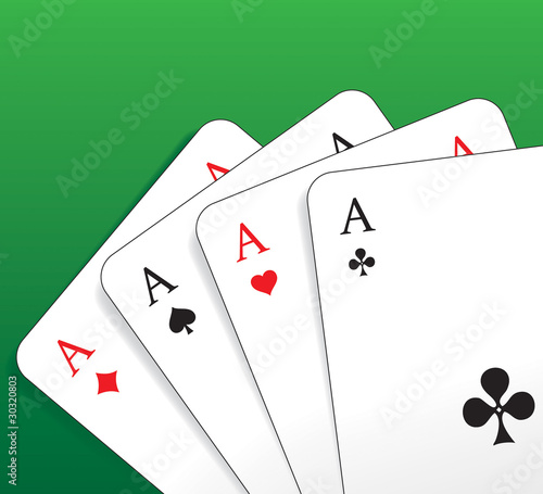 Spielkarten herz, karo, pik, kreuz As grün