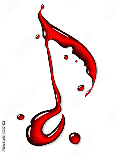 Red liquid note symbol