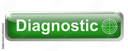 diagnostic sur bouton métal rectangle vert