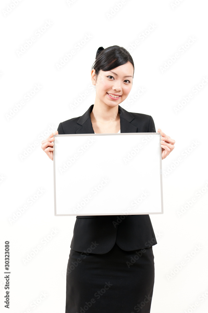 a portrait of beautiful businesswoman with whiteborad a portrait of beautiful businesswoman with whiteborad