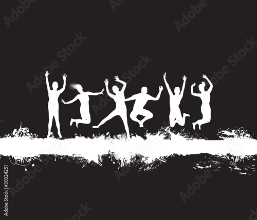 people jumping on an abstract splash background