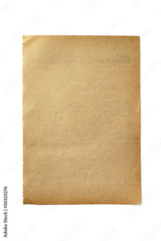 Old bank paper on white background