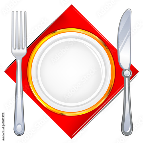 Fork and Knife with Plate