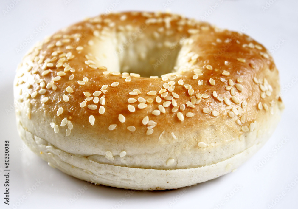 Freshly baked sesame seed bagel Freshly baked sesame seed bagel