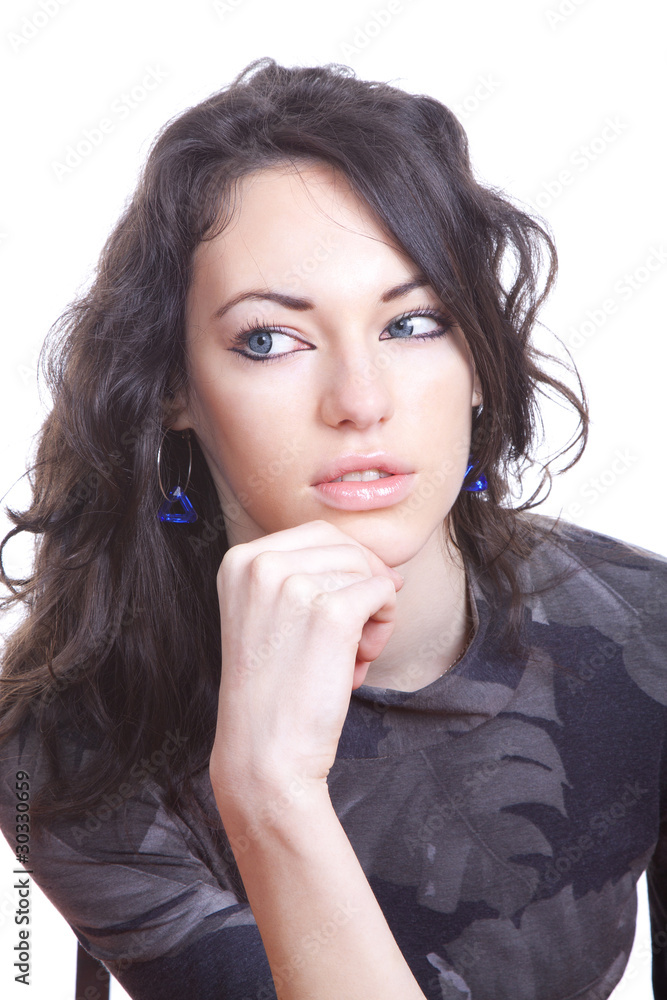 black hair young woman portrait black hair young woman portrait