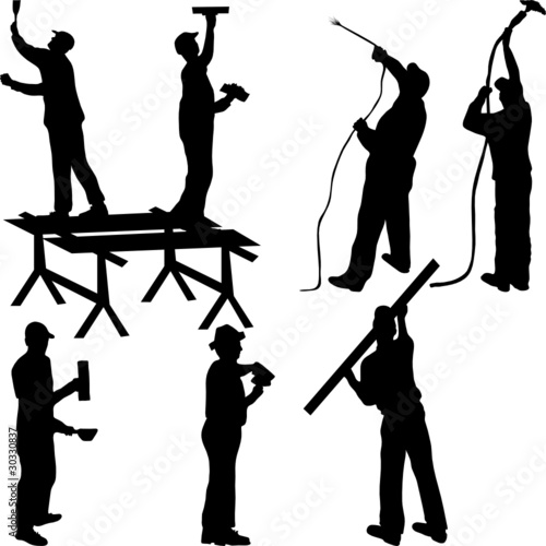 Painters and masons silhouettes