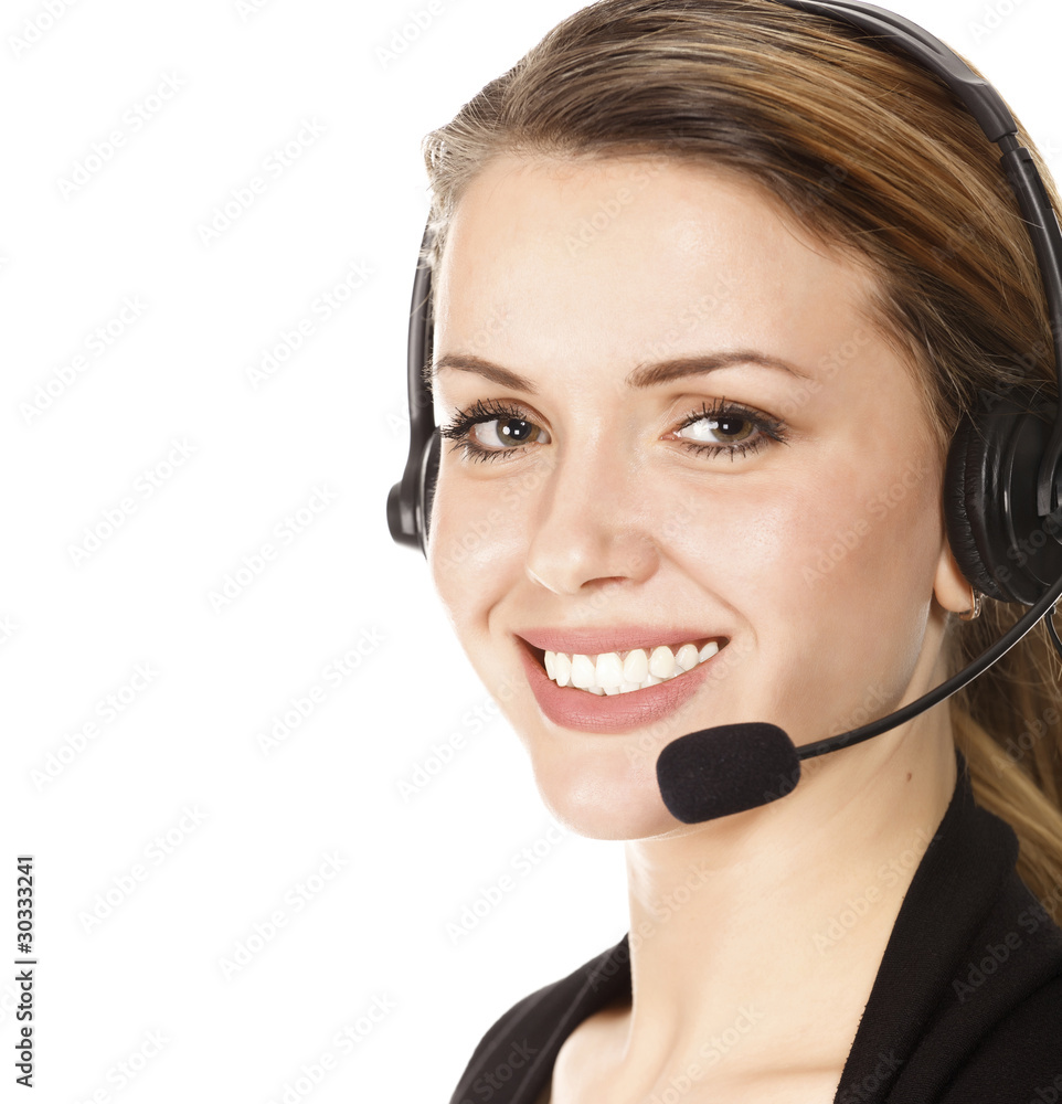 Smiling customer operator Smiling customer operator