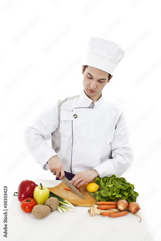 Young attractive man, chef preparing food Young attractive man, chef preparing food