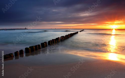 Beautiful sunrise at baltic beach in Poland - Hel #30334255