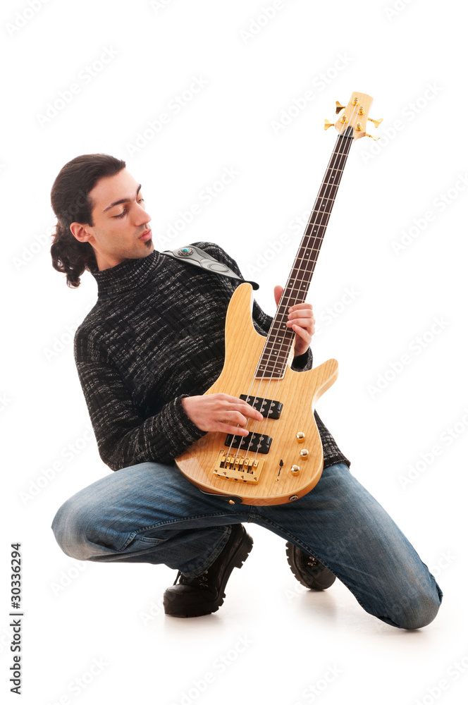 Guitar player isolated on the white background Guitar player isolated on the white background