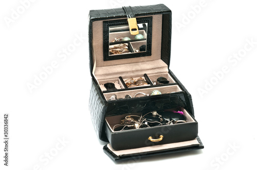Black leather box for jewelry