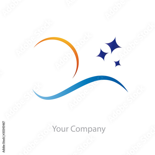 Logo seaside holidays with stars # Vector