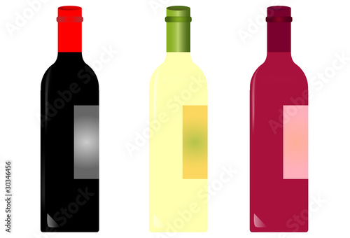 Botellas de vino tinto,blanco y rosado