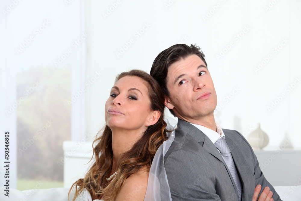 Bride and groom being mad at each other Bride and groom being mad at each other