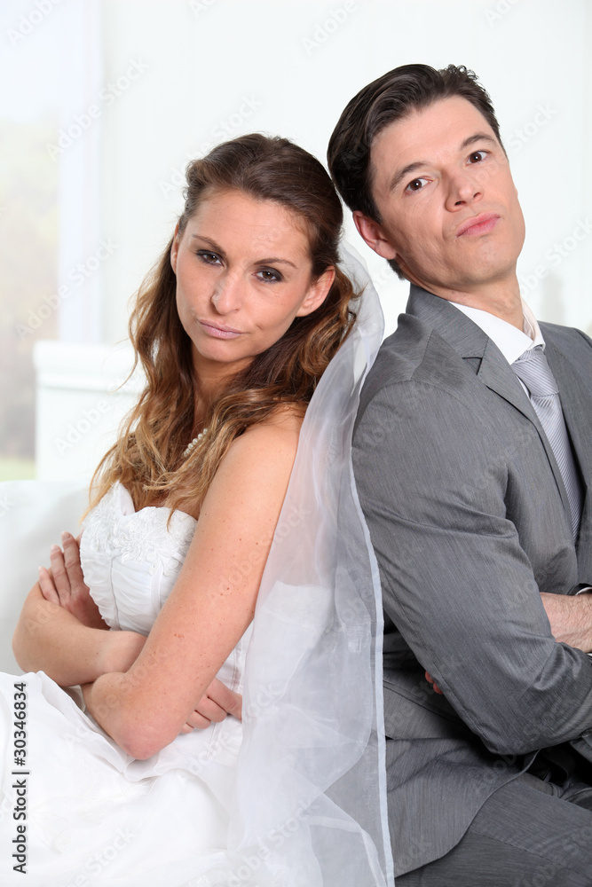 Bride and groom being mad at each other Bride and groom being mad at each other