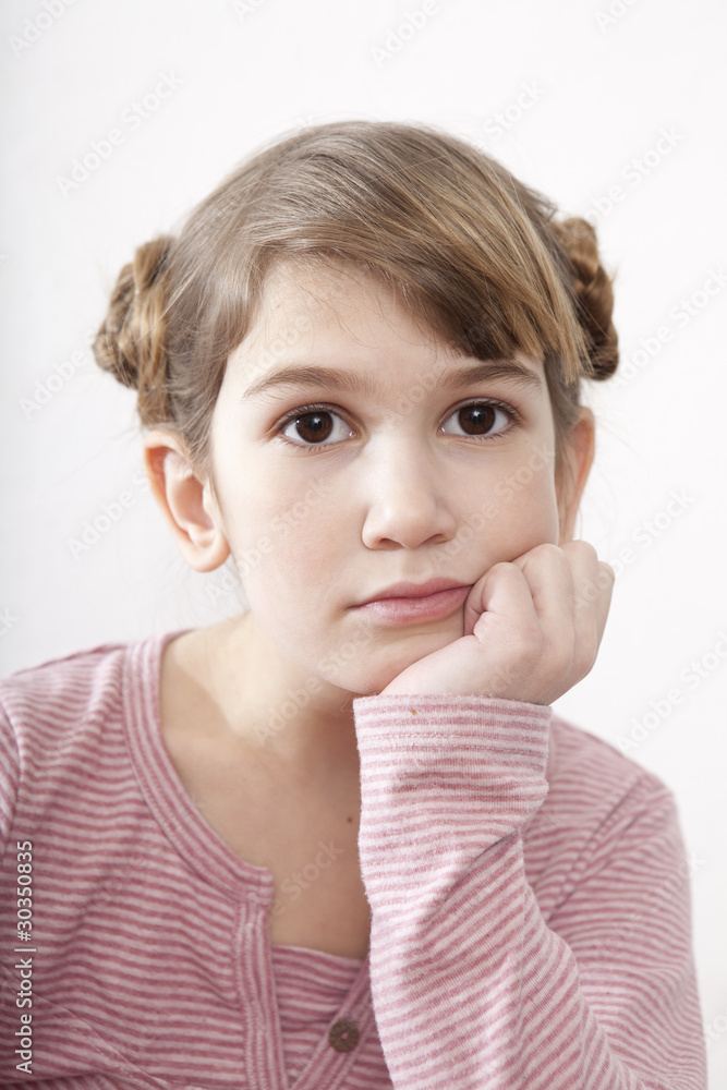 portrait of pensive girl with hair style portrait of pensive girl with hair style