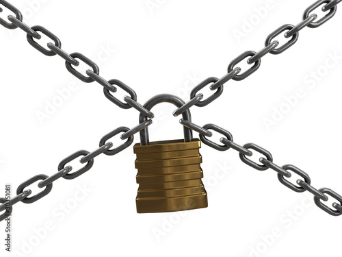 Padlock with chains (incl. clipping path)