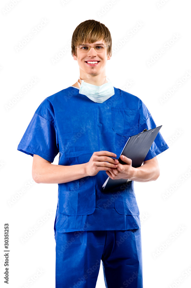 Surgeon over white background Surgeon over white background
