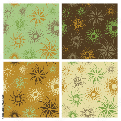 Fire Flower Pattern in Green and Brown
