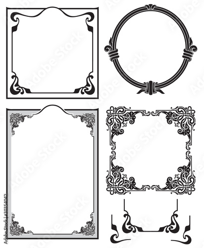 set vintage frame and ornaments