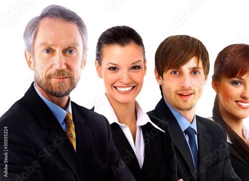 Confident mature business man with his staff discussing