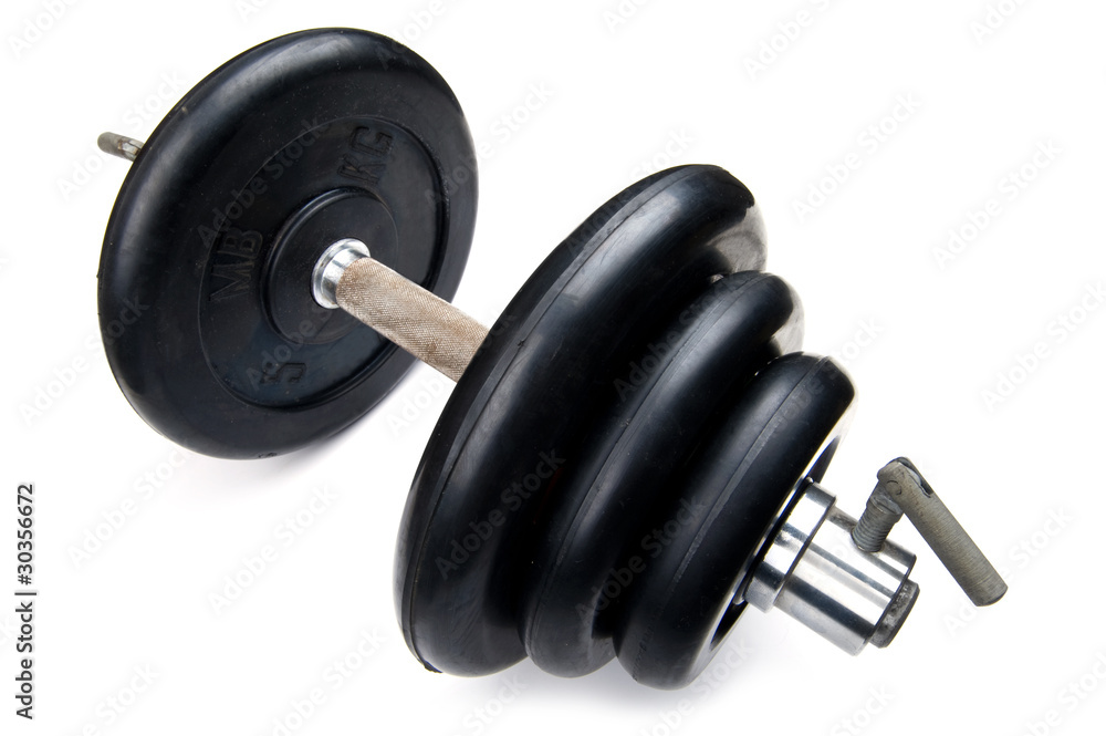dumbbell on white close up dumbbell on white close up