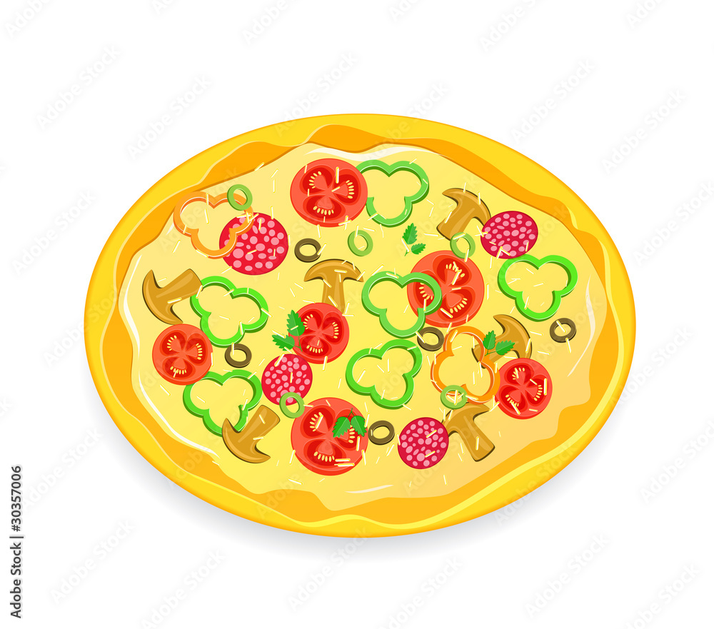 fresh pizza icon with vegetables and pepperoni fresh pizza icon with vegetables and pepperoni