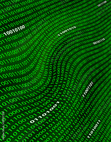 Slika na platnu A distorted field of green binary code.