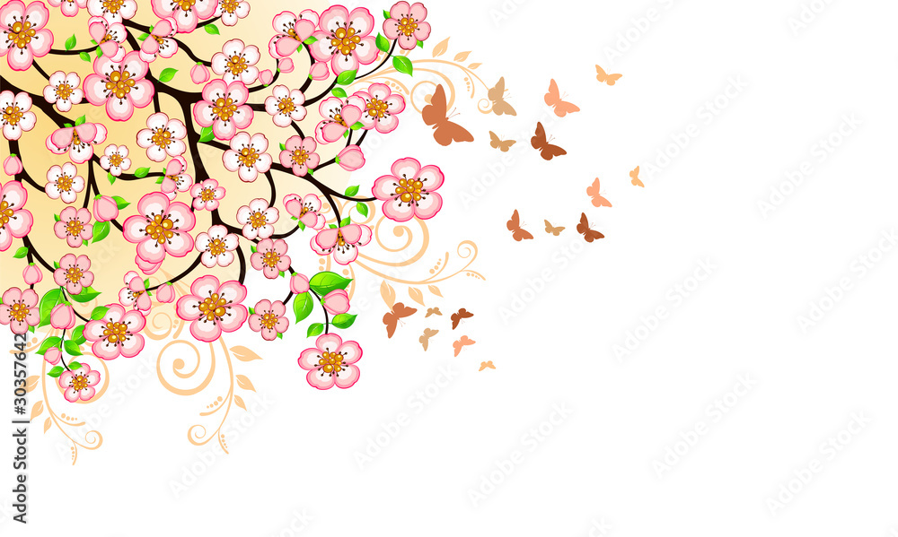 Naklejka premium Primavera e farfalle