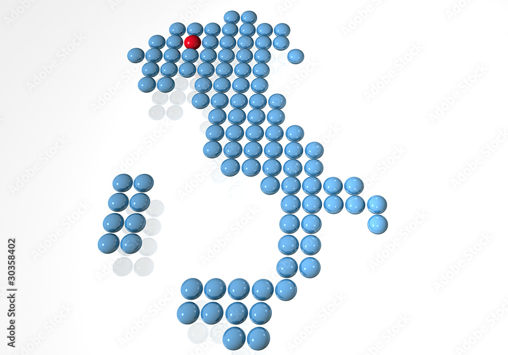 Italia cartina 3d pallini Milano Italia cartina 3d pallini Milano