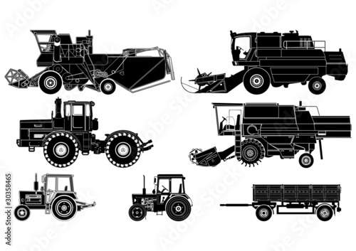 vector agricultural vehicles set