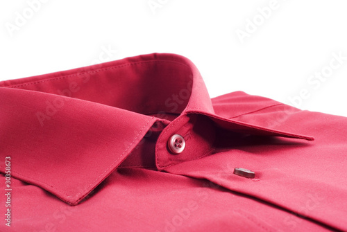 fastened red shirt