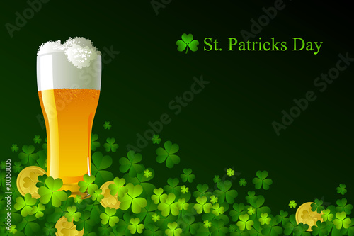 Frosty glass of light beer for St Patrick's Day