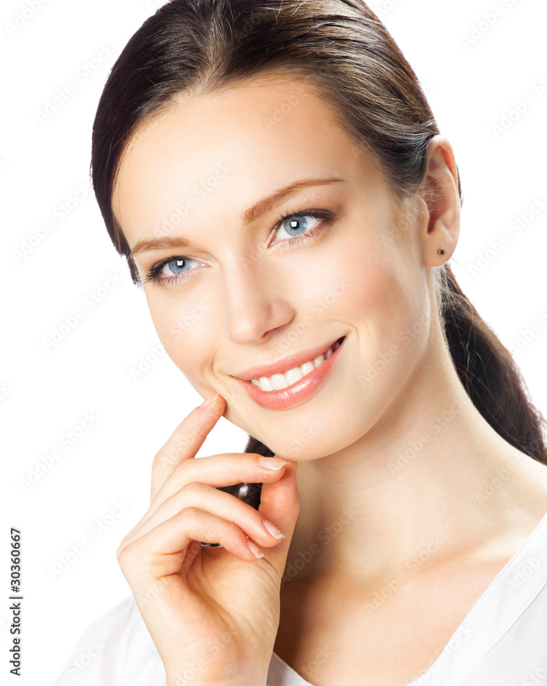 Portrait of young happy smiling businesswoman, isolated Portrait of young happy smiling businesswoman, isolated