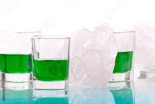 Saint Patrick's Day Green Liquor Celebration Shots with Ice