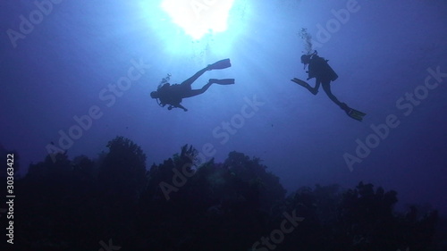 Wallpaper Mural Silhouette of two scuba divers Torontodigital.ca