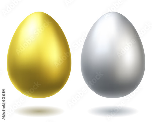 Golden and silver eggs realistic vector illustration.