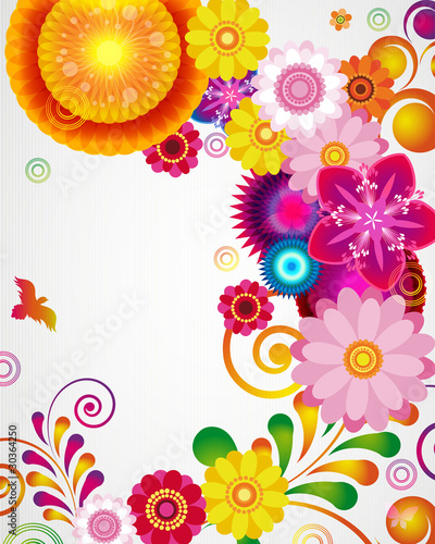 Gift card. Floral design background.