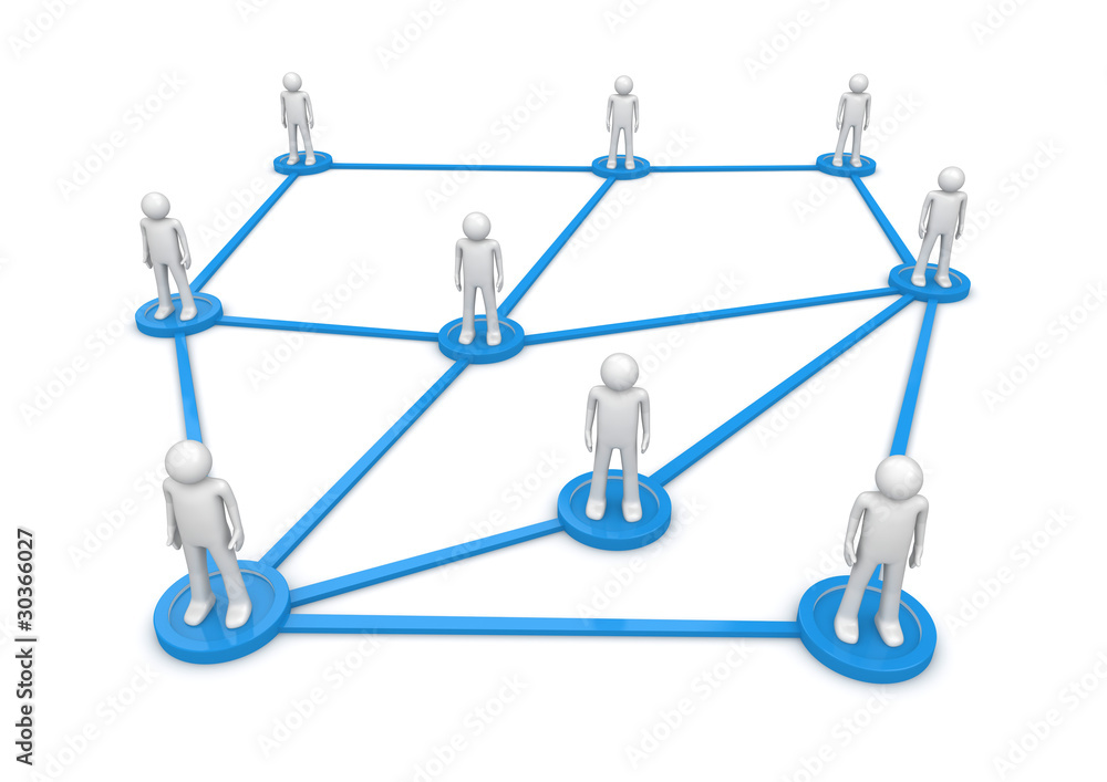 Social network. People standing on connected pedestals. Social network. People standing on connected pedestals.