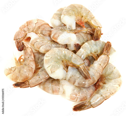 Raw Thailand Shrimp Isolated On White