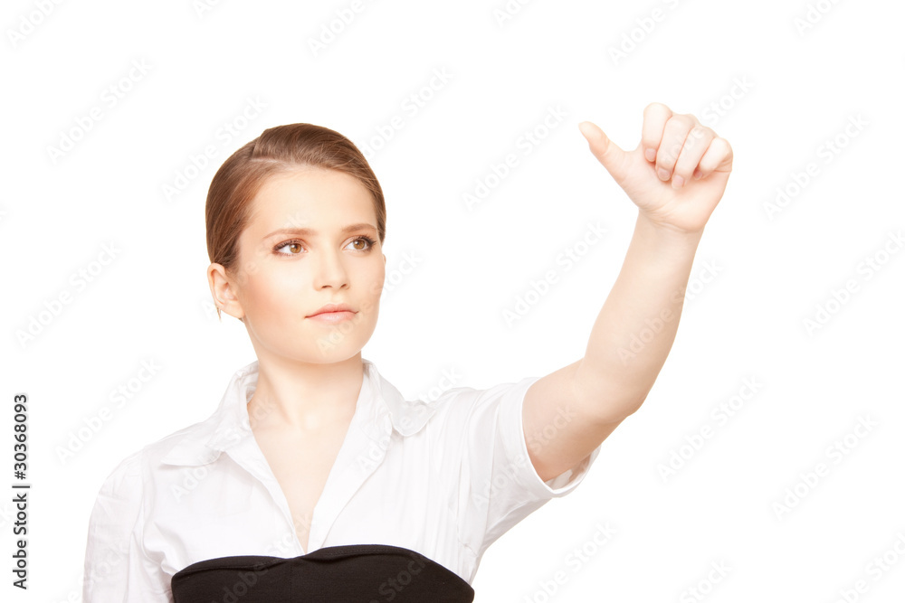 businesswoman working with something imaginary businesswoman working with something imaginary
