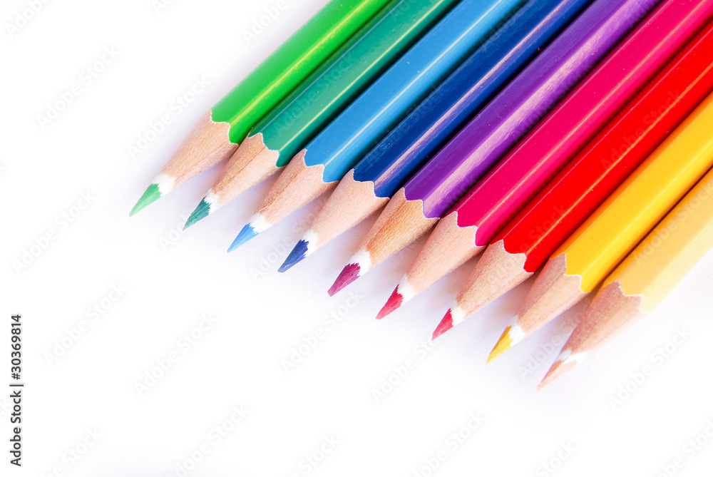 color pencils on white background color pencils on white background