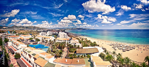 Aerial view on Playa d'en Bossa, Ibiza, Spain photo